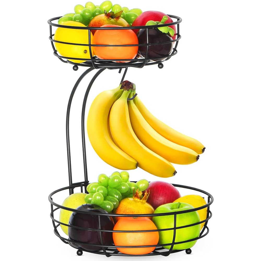 Compost Bin Countertop - LMETJMA 2-stufiger Obstkorb für die Arbeitsplatte